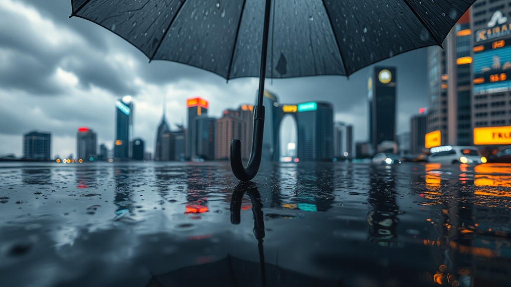 2025년 장마 기간 및 전망 (realistic 스타일)