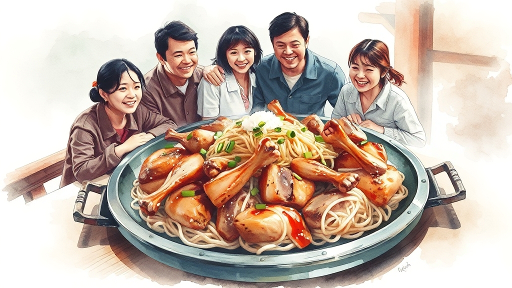 가평 대표 닭갈비 맛집 (watercolor 스타일)