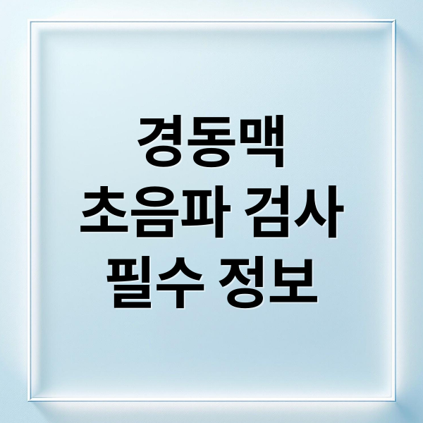 경동맥
초음파 검사
필수 정보 (경동맥초음파 비용 실비보험)