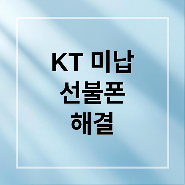 KT 미납
선불폰
해결 (KT 휴대폰 요금 미납 정지)
