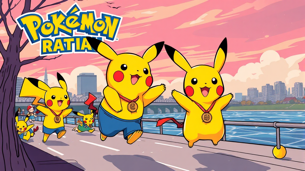 포켓몬 런 서울 완주 메달 및 특별 이벤트 (cartoon 스타일)