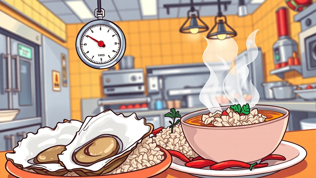 식중독 예방, 굴 섭취 가이드 (cartoon 스타일)