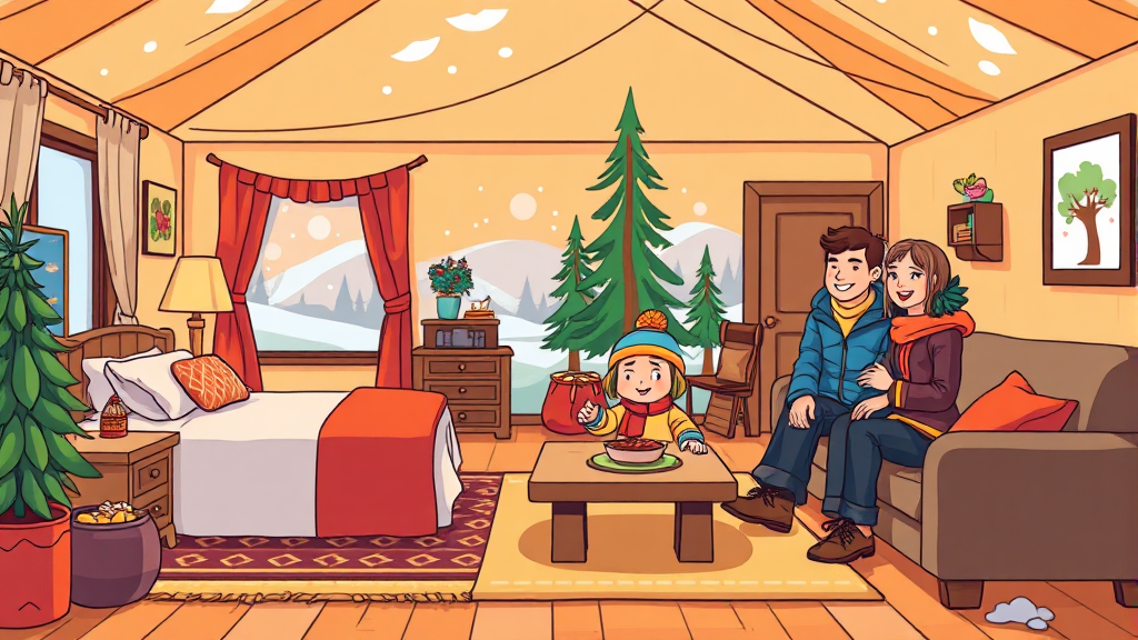 캠프 패키지 구성 및 혜택 (cartoon 스타일)