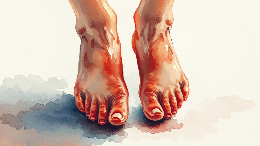 무좀 원인과 전염 경로 (watercolor 스타일)