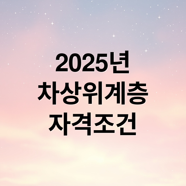 2025년
차상위계층
자격조건 (차상위계층 혜택 조건)