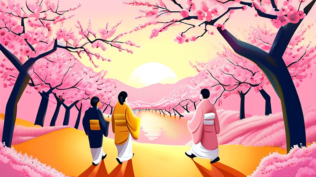 벚꽃 여행 계획 및 꿀팁 (illustration 스타일)