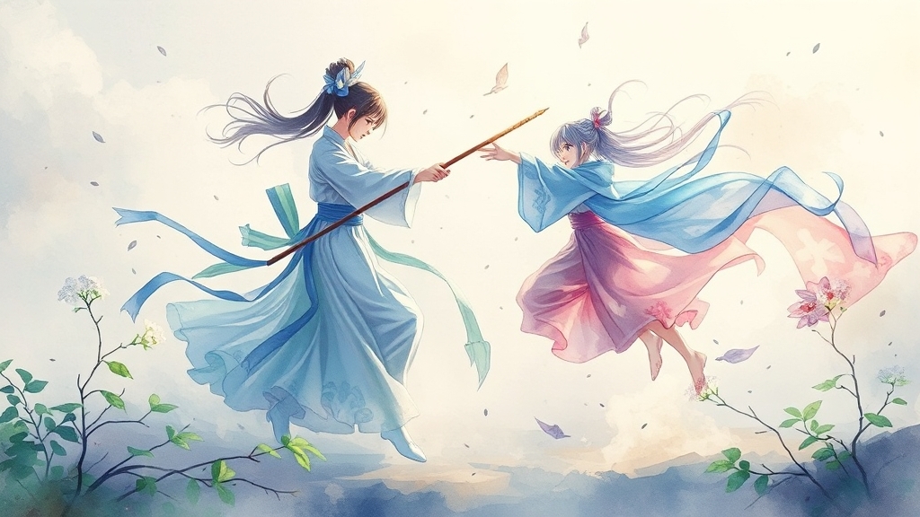 랭크 시스템이 전투에 미치는 영향 (watercolor 스타일)