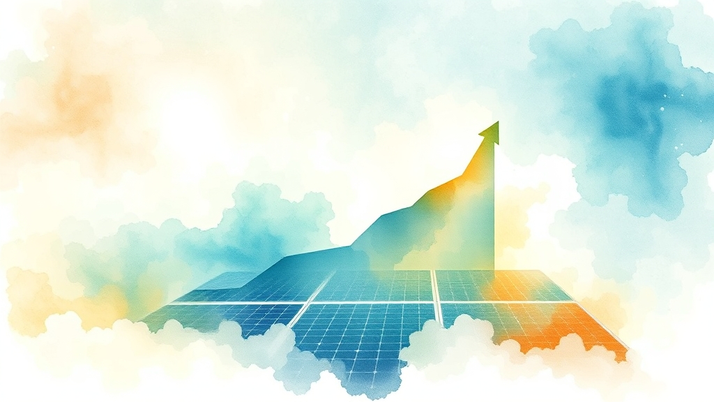 2025년 태양광 시장, 긍정적 전망 (watercolor 스타일)