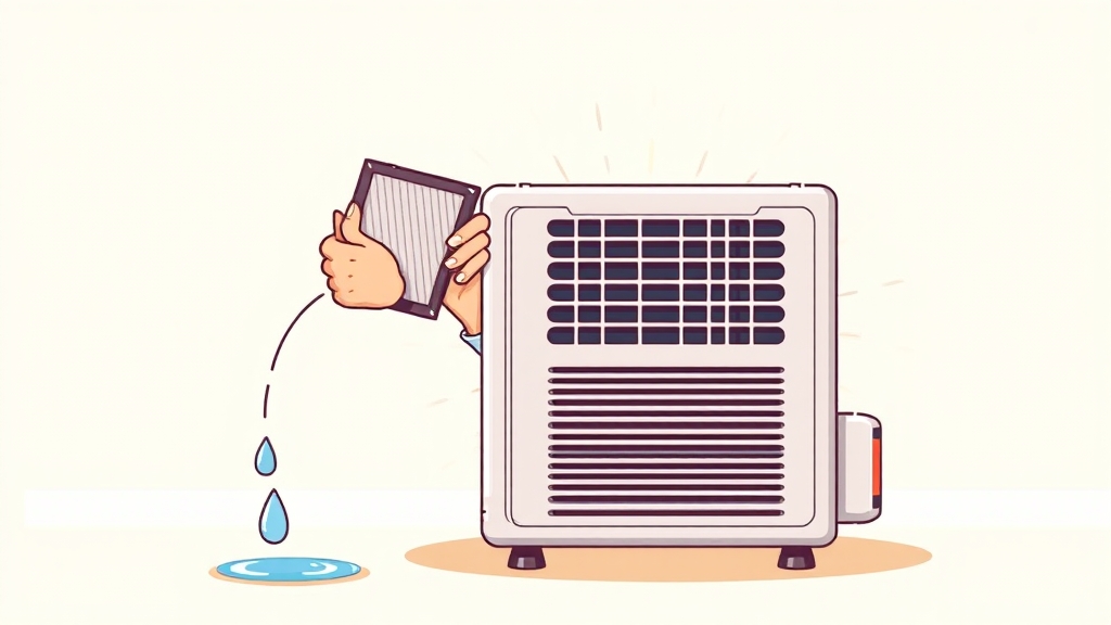 에어컨 필터, 더 오래 사용하는 팁 (cartoon 스타일)