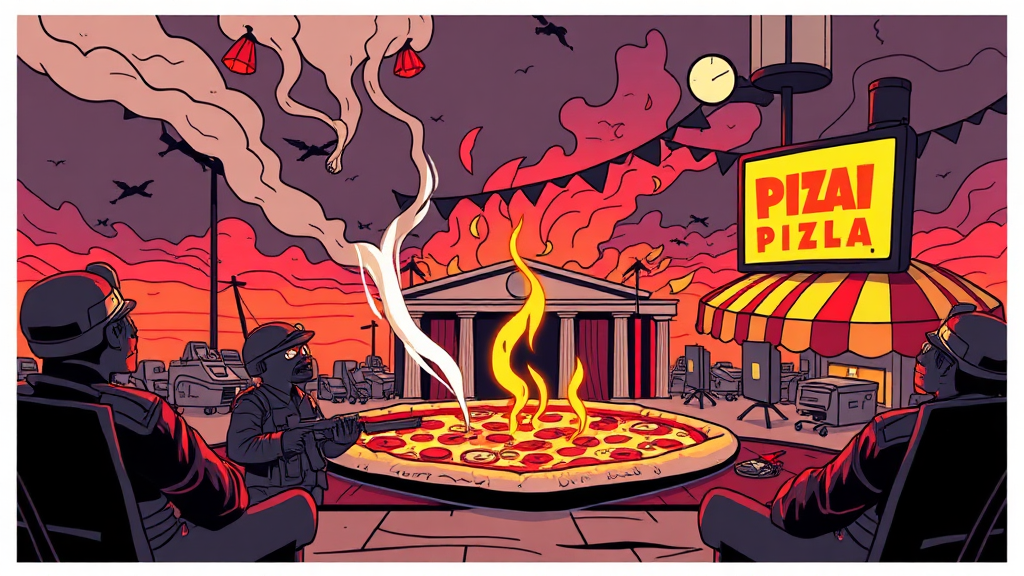 펜타곤 피자 지수의 실제 사례 분석 (illustration 스타일)