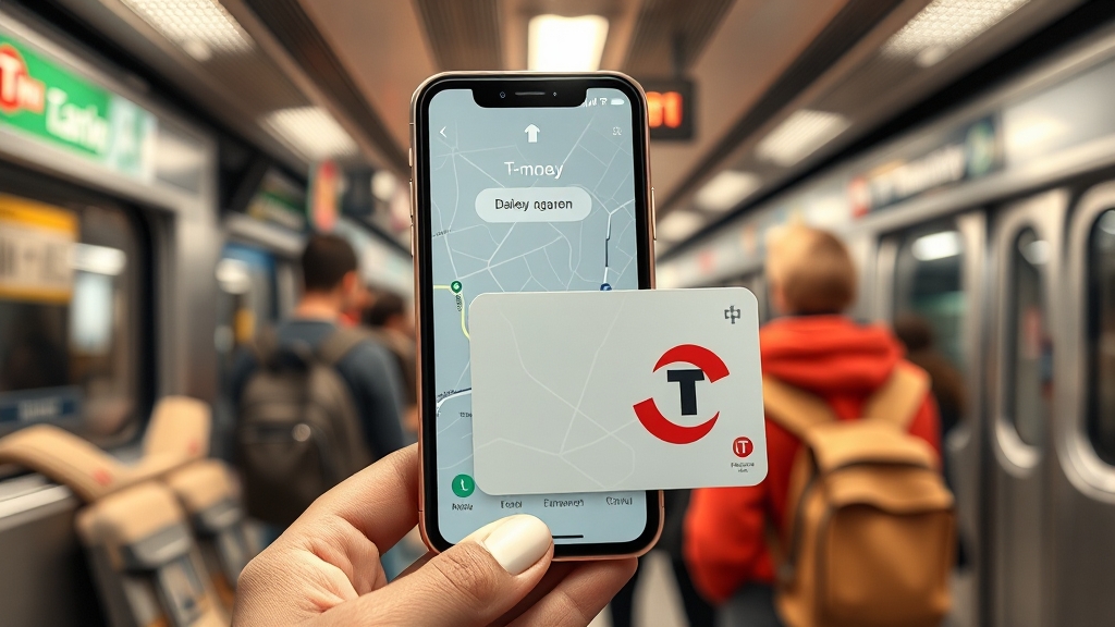 지갑 앱으로 교통카드 사용 (realistic 스타일)
