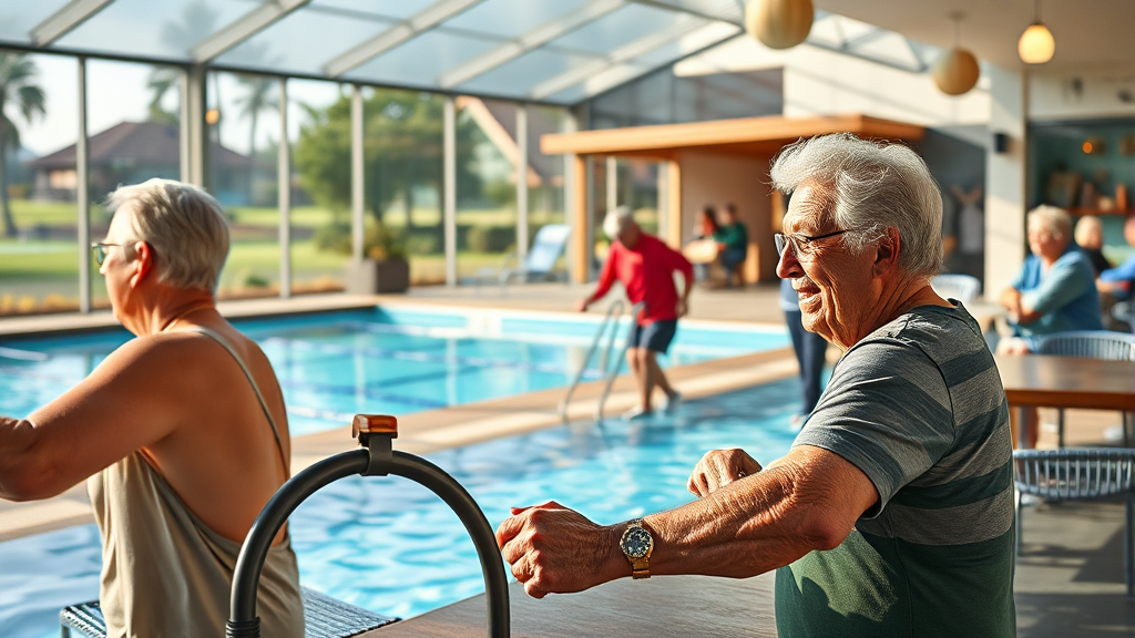 실버타운 커뮤니티 시설 및 프로그램 (realistic 스타일)