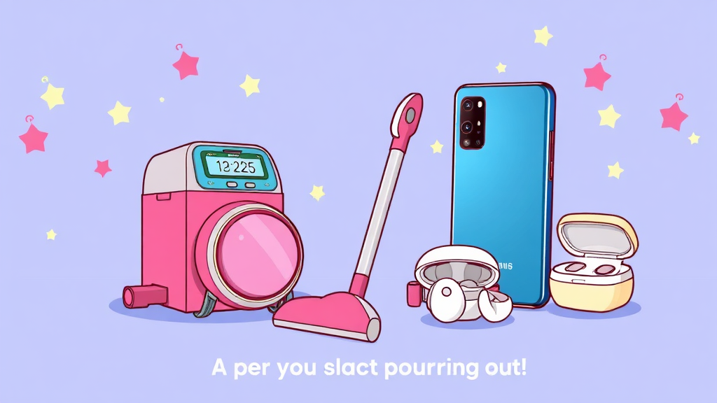 청소기 세트, 똑똑하게 사는 법 (cartoon 스타일)