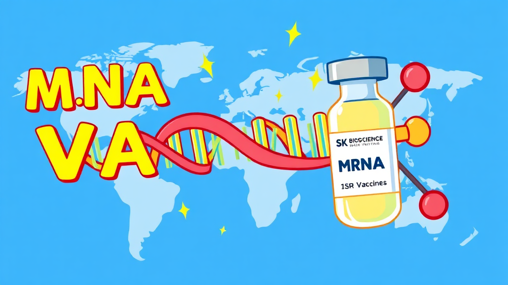mRNA 백신, 미래 성장 동력 (cartoon 스타일)