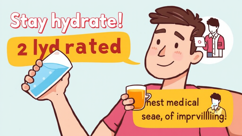 장 정결제 복용 시 주의사항 (cartoon 스타일)