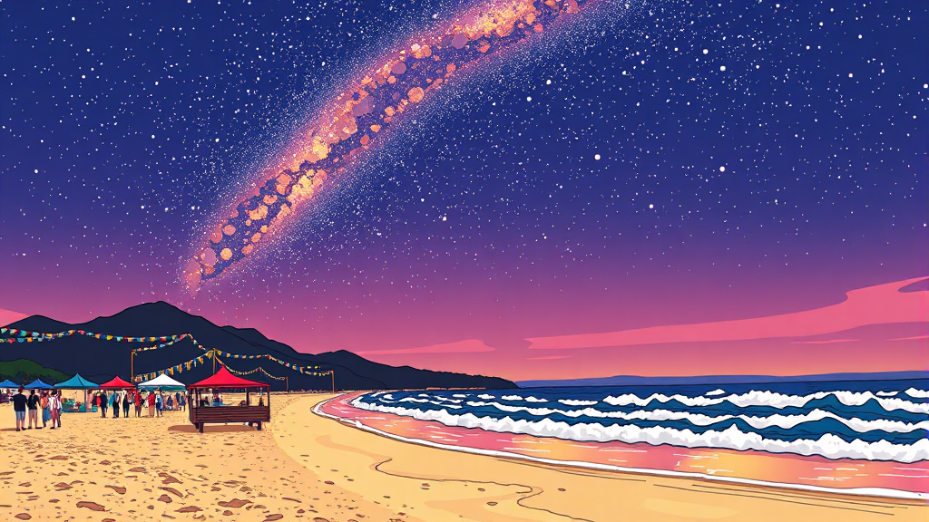 해운대 빛축제 야경 감상 (cartoon 스타일)