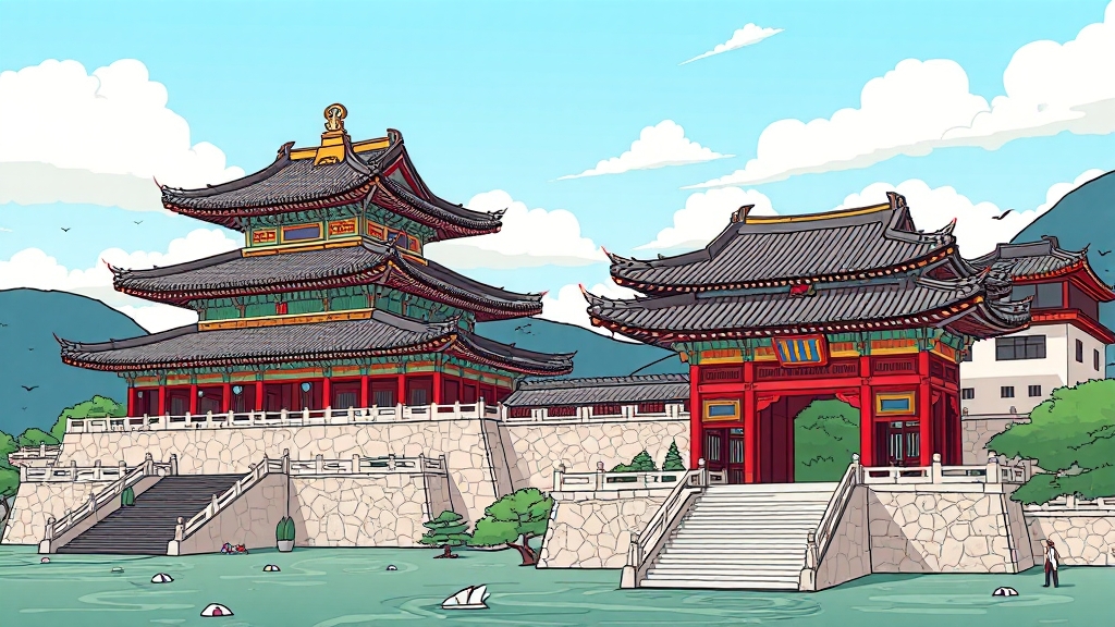 송광사 주요 전각 및 명소 탐방 (cartoon 스타일)