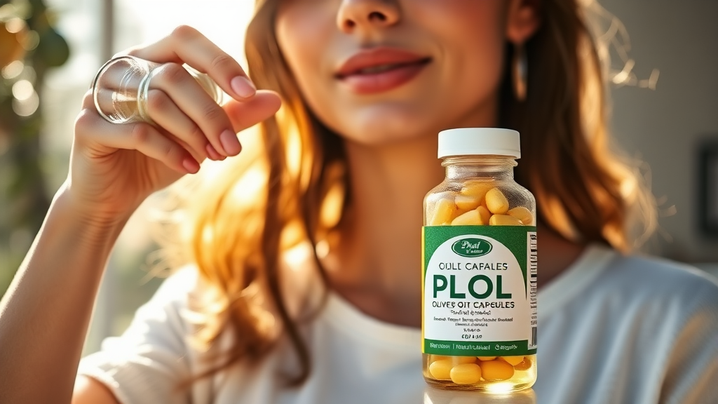 올리브오일 캡슐, 건강한 습관으로 만들기 (realistic 스타일)