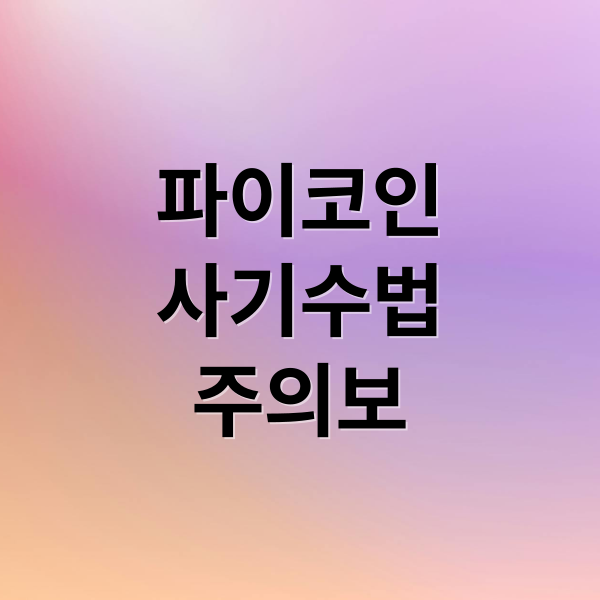 파이코인
사기수법
주의보 (파이코인 사기 대처법)