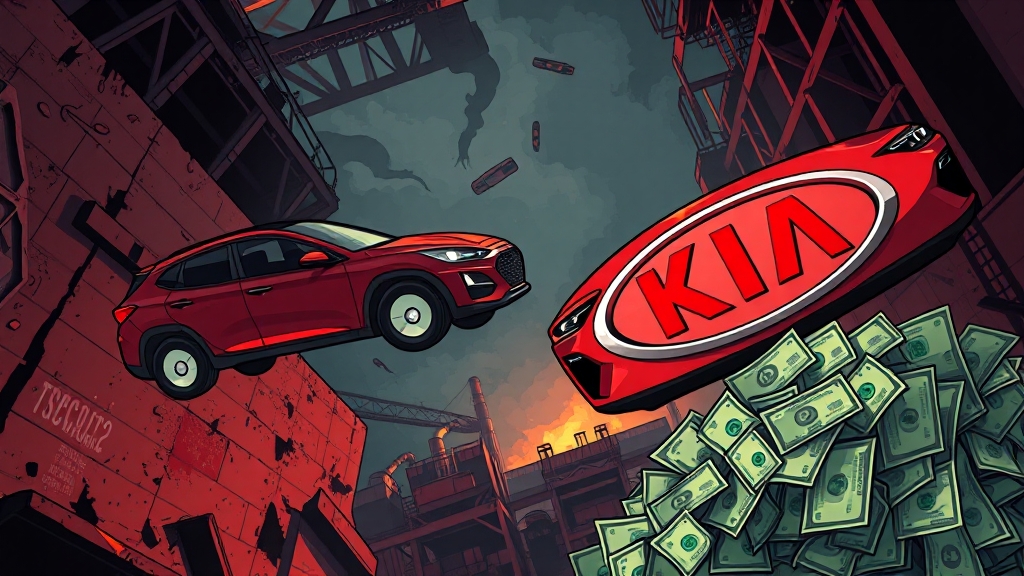 현대차·기아 등 자동차 산업에 대한 영향 (cartoon 스타일)