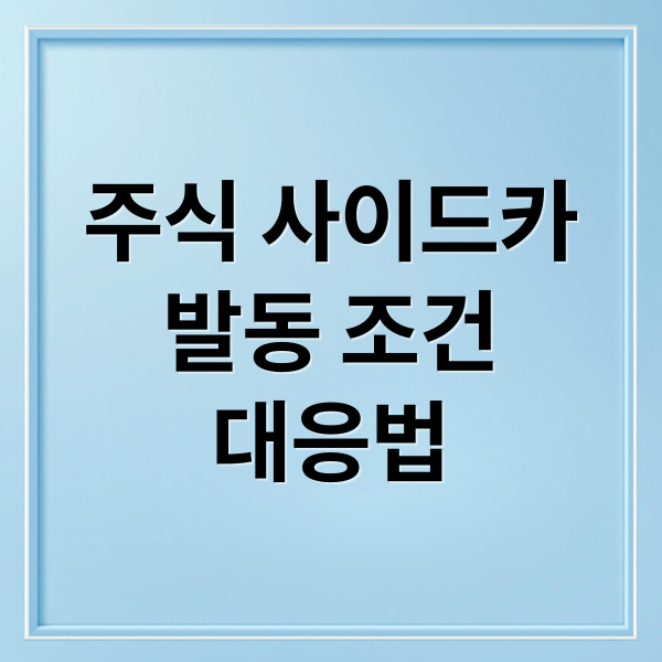 주식 사이드카
발동 조건
대응법 (주식 시장 사이드카 개인 투자자 대응)