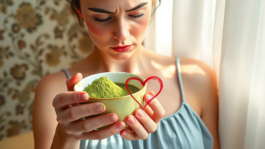 말차 섭취 시 주의사항 (realistic 스타일)