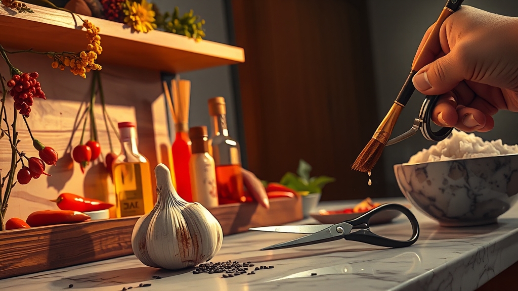 가지 양념장 만들기: 맛의 비법! (realistic 스타일)