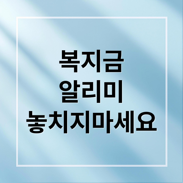 복지금
알리미
놓치지마세요 (복지금 알리미)