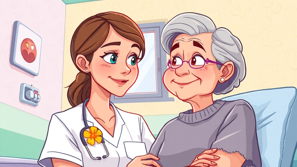 간병인 보험과 정부 지원, 함께 활용하세요! (cartoon 스타일)