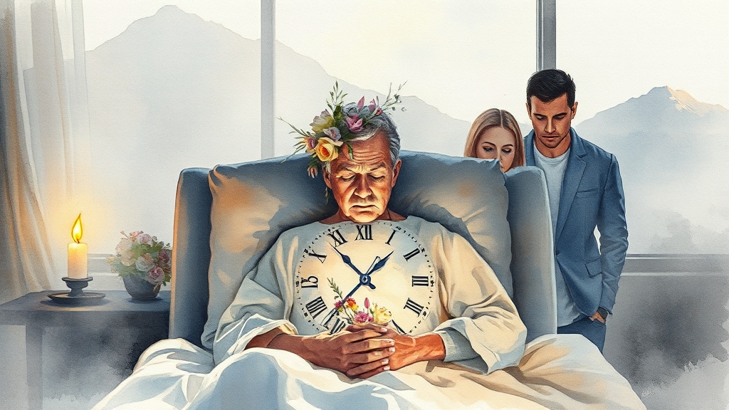 연명치료, 무엇을 의미할까요? (watercolor 스타일)