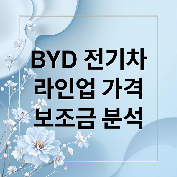BYD 전기차
라인업 가격
보조금 분석 (BYD 전기차 라인업)