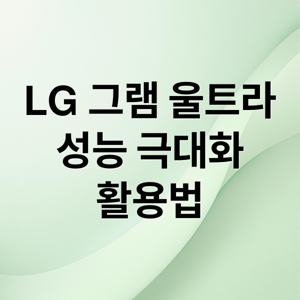 LG 그램 울트라
성능 극대화
활용법 (lg 그램 울트라 성능 활용 가이드)