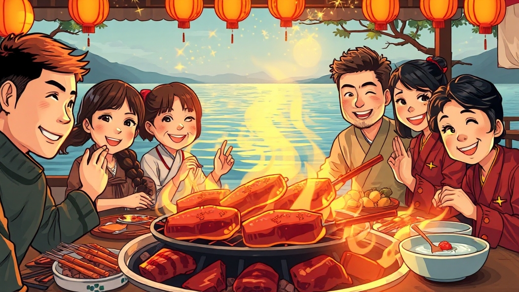 바베큐 가능한 펜션 & 이용 팁 (cartoon 스타일)