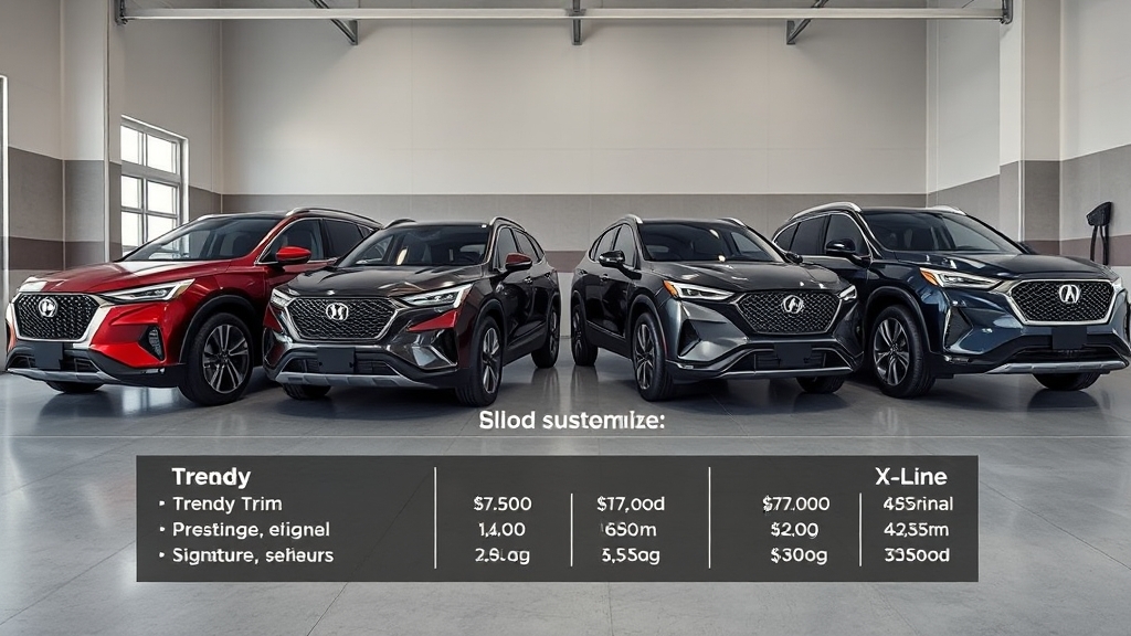 2025 셀토스, 트림별 가격 및 옵션 비교 (realistic 스타일)