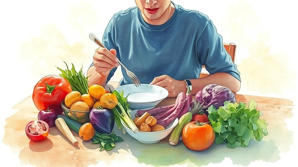 위 건강 식단 관리 (watercolor 스타일)