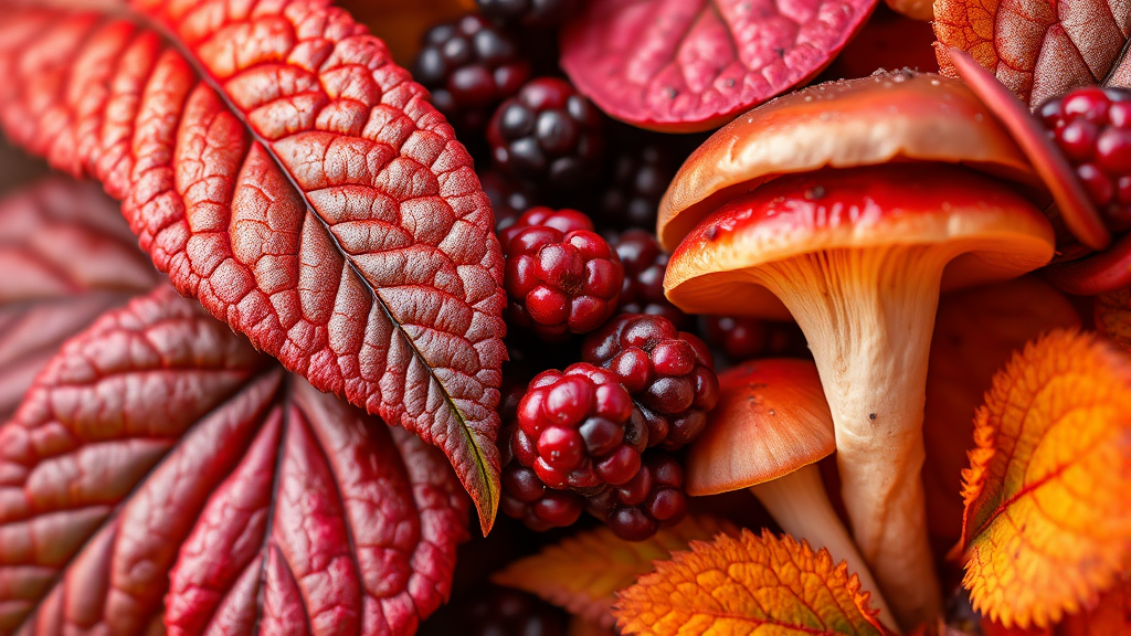 닥나무 버섯 주요 성분 (realistic 스타일)