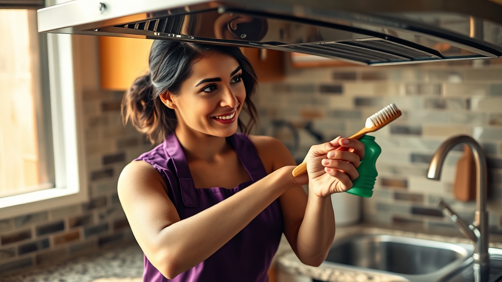 후드 본체 청소, 꼼꼼하게 기름때 제거 (realistic 스타일)