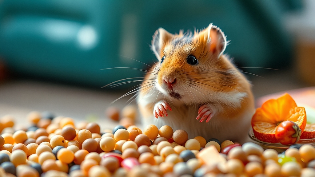 햄스터 먹이, 뭘 줘야 할까? (realistic 스타일)