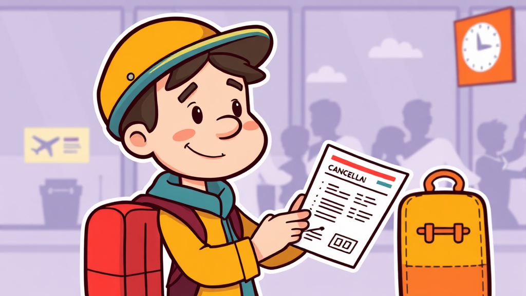 안전하고 현명한 항공권 예약 및 취소 가이드 (cartoon 스타일)