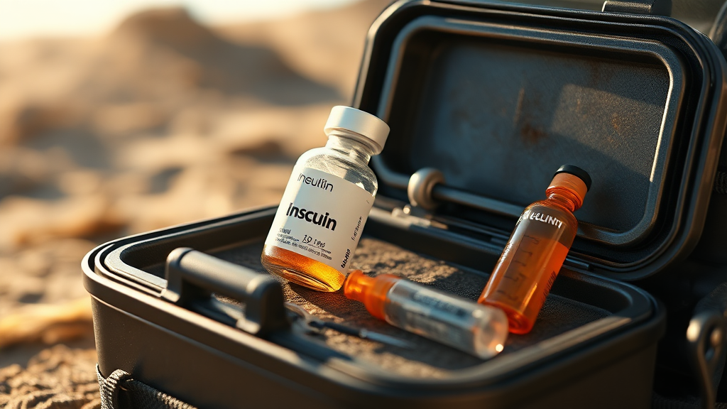 여행 중 인슐린 보관 실패 사례와 해결책 (realistic 스타일)
