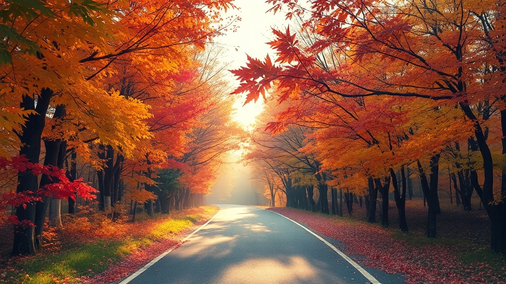 가을 단풍 명소 (watercolor 스타일)