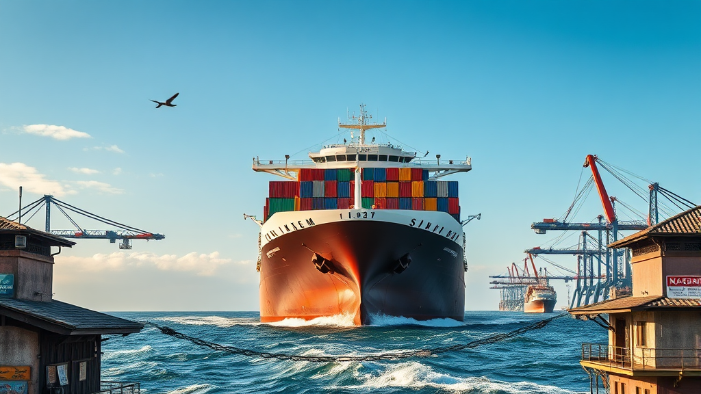 장금상선: 해운업계의 숨은 강자 (realistic 스타일)