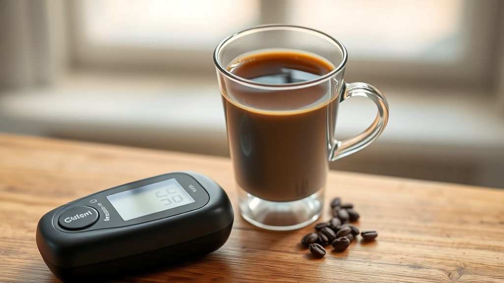 커피, 혈당에 어떤 영향을 줄까? (realistic 스타일)