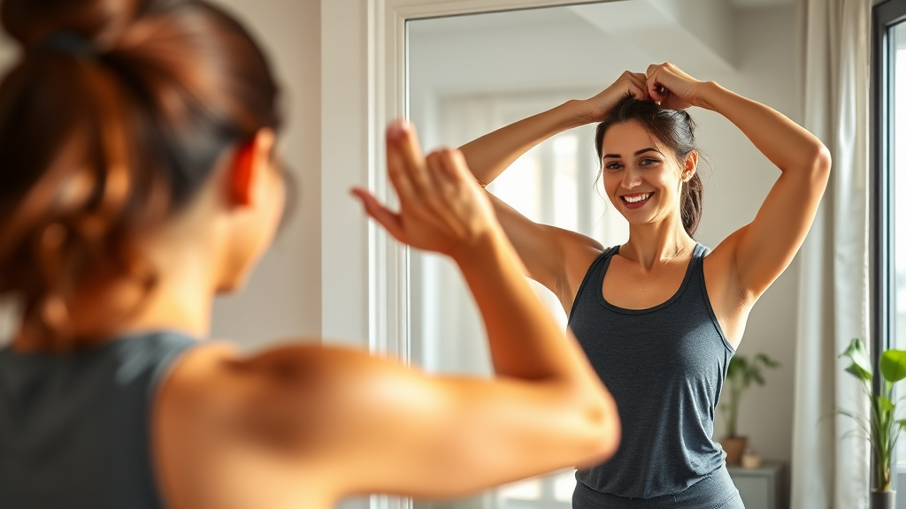 홈트 팁 및 주의사항 (realistic 스타일)