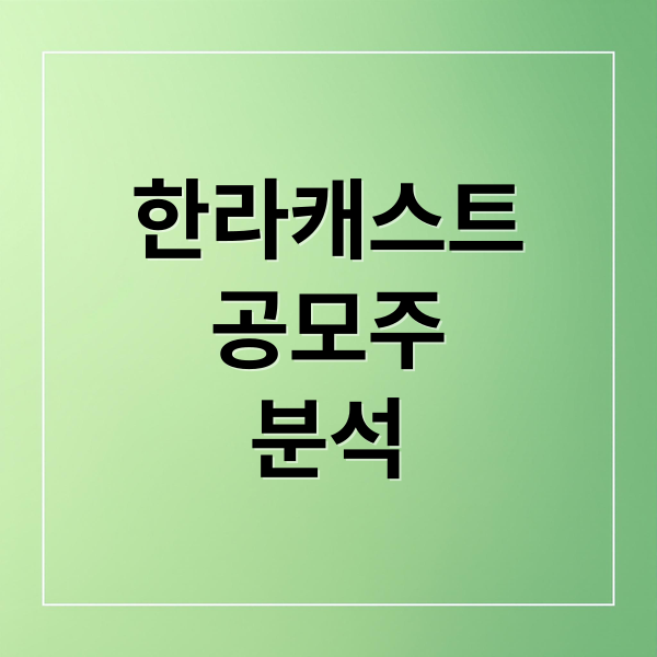 한라캐스트
공모주
분석 (한라캐스트 공모주 따상)