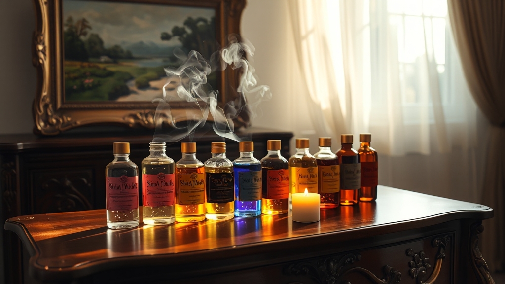 아로마 오일 블렌딩: 나만의 향 만들기 (realistic 스타일)