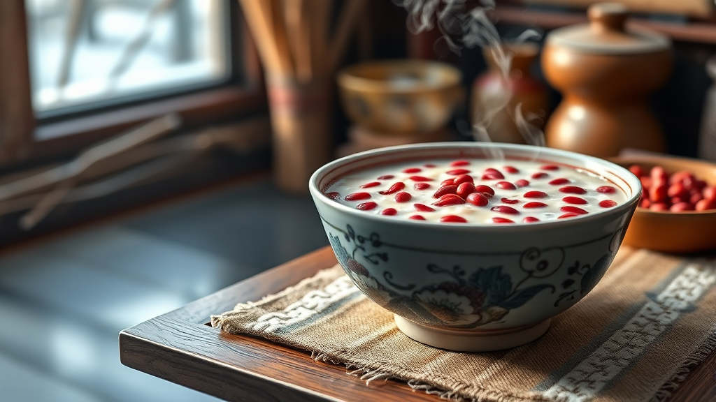 팥죽의 놀라운 효능 (realistic 스타일)