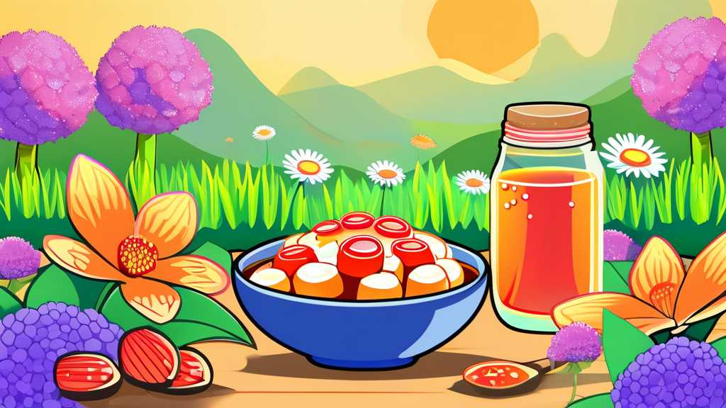 달래 씨앗 활용법: 요리 및 김치 (cartoon 스타일)