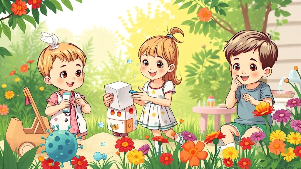 수족구병, 언제 어떻게 전염될까요? (illustration 스타일)