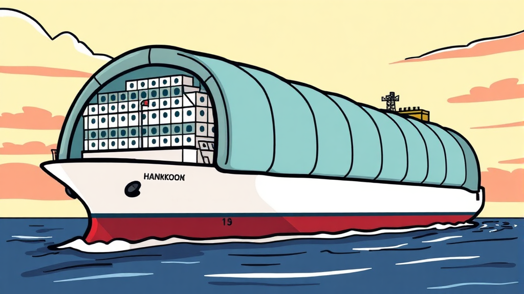 한국카본의 핵심 사업: LNG 운반선 부품 시장에서의 위상 (cartoon 스타일)